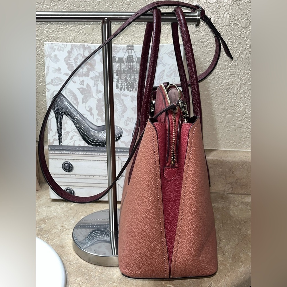 Kate Spade Margaux Large Satchel Tinted Rose Multicolor Pebbled Leather Bag - Picture 3 of 10